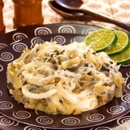 Салат из фунчозы с кальмарами с белыми грибами