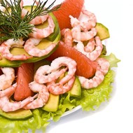 Салат из креветок с грейпфрутом