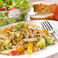 Салат из курицы с шампиньонами и болгарским перцем