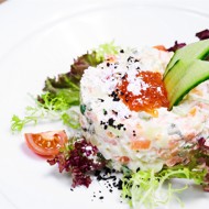 Салат оливье с лососем от ресторана