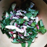 Салат с листьями черемши