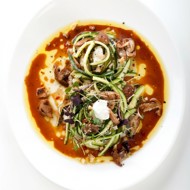 Салат с маринованными цукини, грибами и маскарпоне