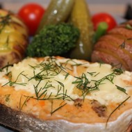 Семга на пару, фаршированная печенью и морковью