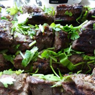 Шашлык из телячьей печени с коньяком