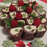 Шоколадные роллы с творогом и мятным «васаби»