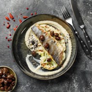 Сибас с кремом из цветной капусты