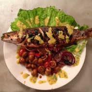 Сибас в гриле с овощами терияки