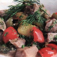 Соте из индейки с грибами