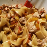 Спагетти с телятиной и овощами