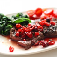 Стейк из вырезки с вишневым соусом