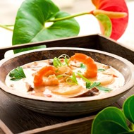 Суп из дыни с креветками