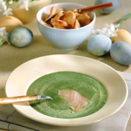 Суп-пюре гороховый с копченым палтусом