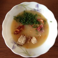 Суп-пюре гороховый с копчеными крылышками