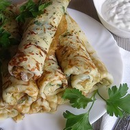 Сырные блины с зеленью