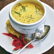 Сырный суп из желтого перца с курицей