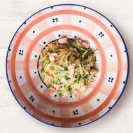 Тальолини с цукини и  креветками