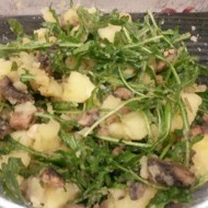 Теплый салат с шампиньонами