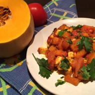 Тыква с помидорами и адыгейским сыром