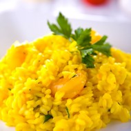 Тыквенное ризотто с грибами и красным перцем