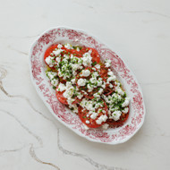 Томаты с фетой и соусом винегрет