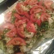 Треска, запеченная с сыром и помидорами