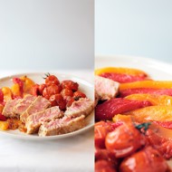 Тунец с запеченными овощами