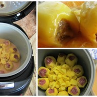 Тушеный фаршированный картофель