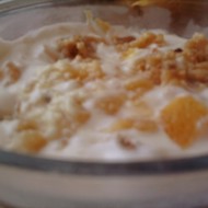 Творожно-апельсиновыый мусс с меренгой и апельсинами