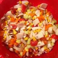 Весенний салат с кальмарами