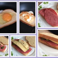 Запеченные бутерброды с ветчиной, помидорами и яйцами