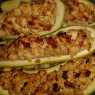 Запеченные кабачки с куриным филе