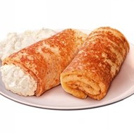 Запеченные блины с творогом и апельсиновым соусом