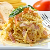 Запеканка из лапши и ветчины (Schinkenfleckerln)