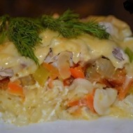 Запеканка из макарон с курицей и сыром