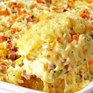 Запеканка из риса с ветчиной и сыром