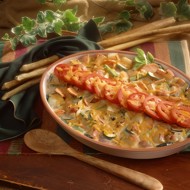 Запеканка с мясом, овощами и рисом