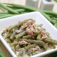 Зеленая фасоль с беконом и каштанами