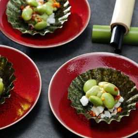 Эдамаме с бобовым кремом