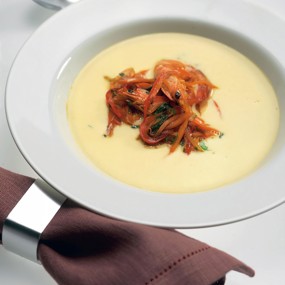 Крем-суп с кинзой и креветками