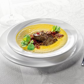 Морковный суп велюте с печенью цесарки