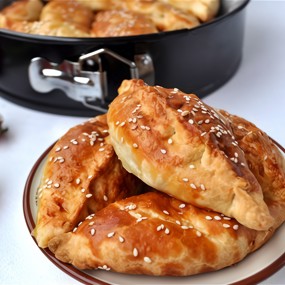 Пирожки слоеные с курицей и пармезаном