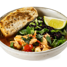 Рагу из камбалы с кокосовым молоком