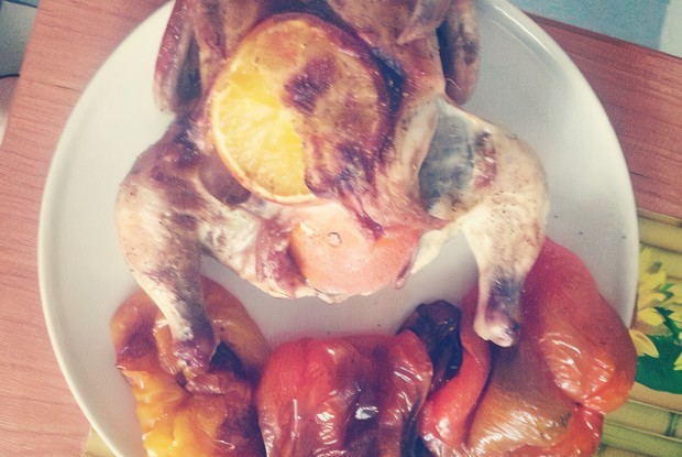 Апельсиновый цыпленок с перцами