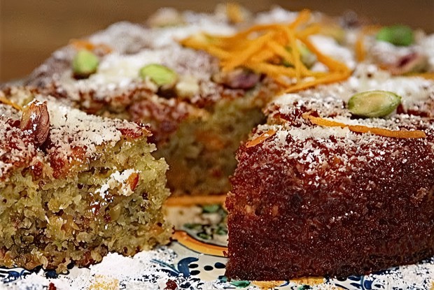 Апельсиново-фисташковый пирог на манке