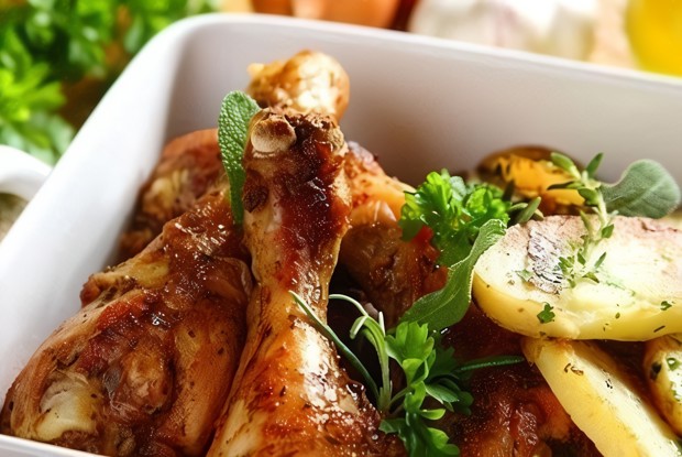 Ароматная курица с картофелем по-итальянски