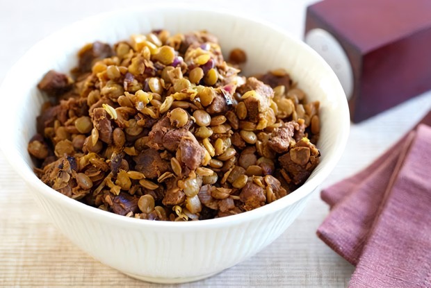 Баранина в маринаде с чечевицей