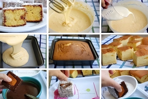 Бисквитное пирожное в шоколадном соусе