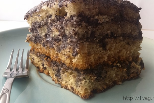 Бисквитный торт без яиц с творожной прослойкой