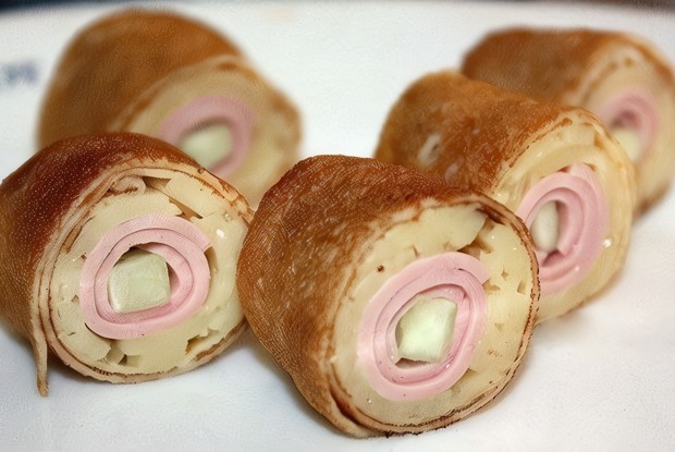 Блинчики с колбасой и сыром