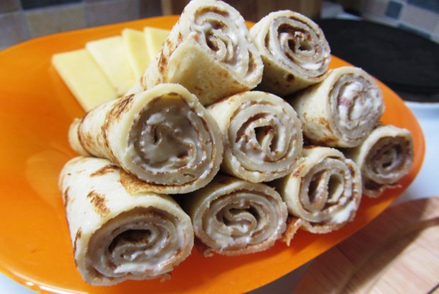 Блинчики с плавленным сыром